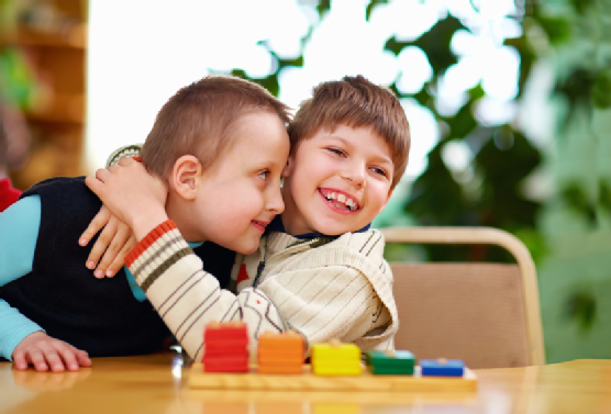 happy kids with disabilities in preschool